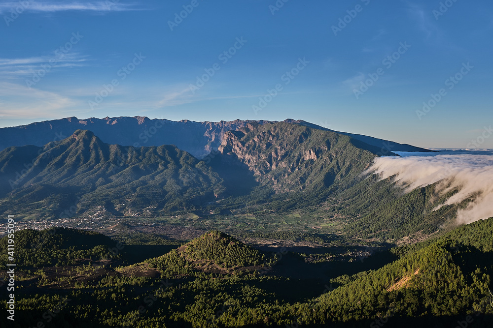 
Image of natural landscape on the island of La Palma, Canary Islands, with the Caldera de Taburiente in the background.
