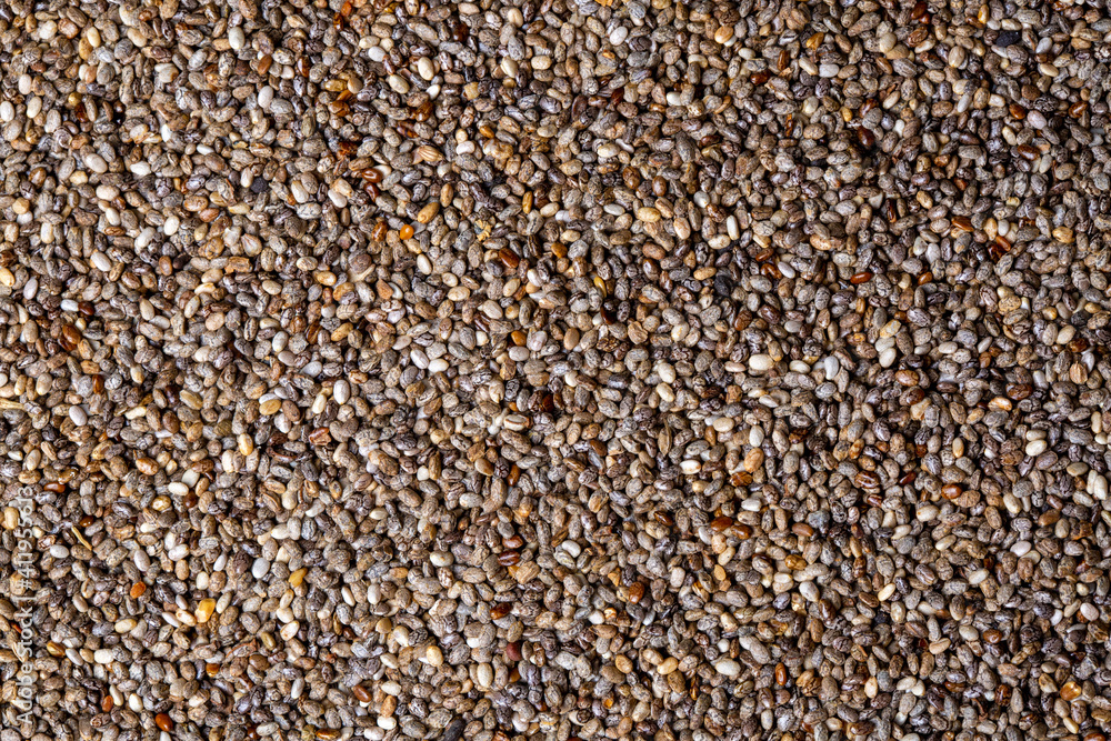 Chia seeds on a white background Chia seeds on a white background