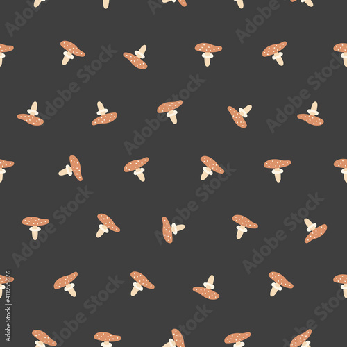 Cute garden with mushrooms; seamless pattern for stationery, wrapping paper, textile, babies, decoration