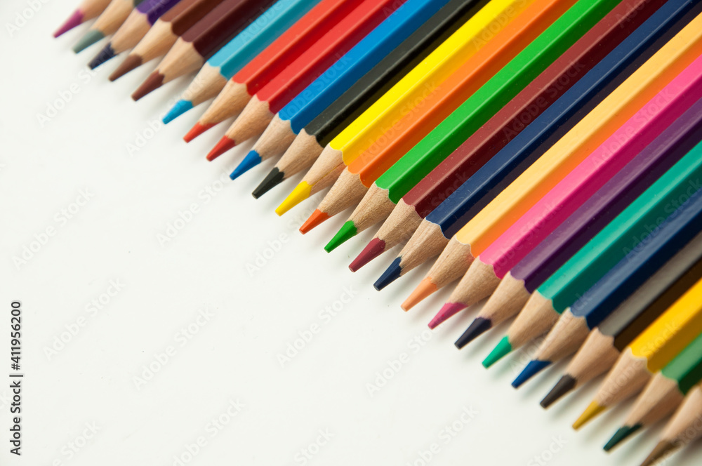 colored pencils on a white background. education concept. illustration of training. colored pencils on a white background. education concept. illustration of training.