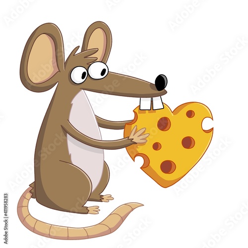 Cartoon mouse and cheese he...