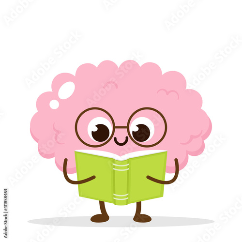 Cartoon cute brain reading book