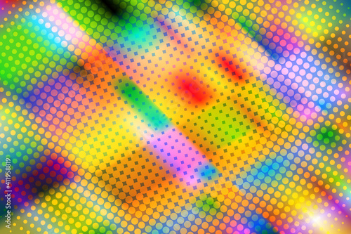 Futuristic abstract colorful geometric background. Creative illustration in halftone style with rainbow gradient. Pattern for wallpaper, web page, banner.
