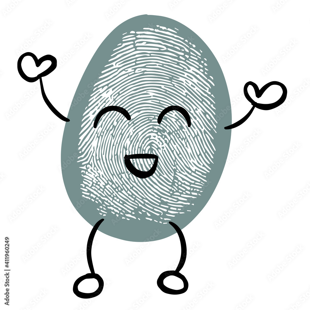 Funny Fingerprint Print Bean Cartoon Character Emoticon Stock