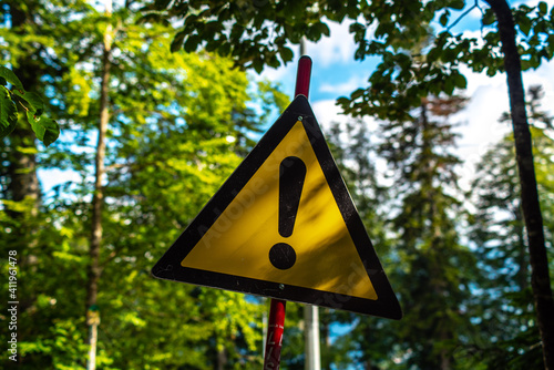 warning sign in forest