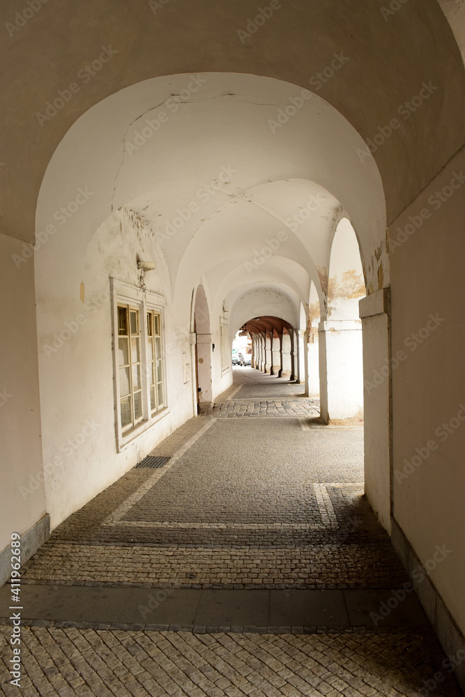 Arch of an old Prague house in the Czech Republic