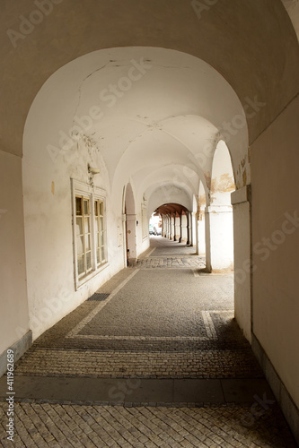 Arch of an old Prague house in the Czech Republic
