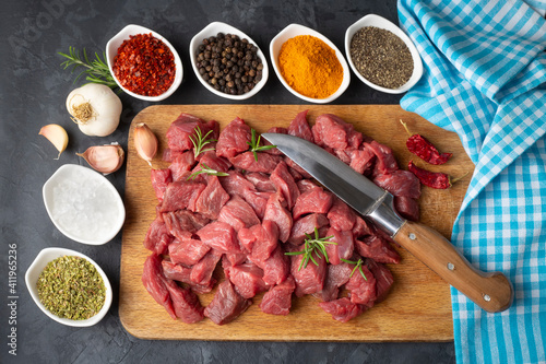 Heap of raw chopped beef is...