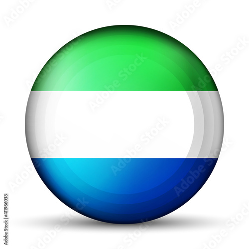 Glass light ball with flag of Sierra Leone. Round sphere, template icon. National symbol. Glossy realistic ball, 3D abstract vector illustration highlighted on a white background. Big bubble. Free Download Glass light ball with flag of Sierra Leone. Round sphere, template icon. National symbol. Glossy realistic ball, 3D abstract vector illustration highlighted on a white background. Big bubble. - GFXLoad