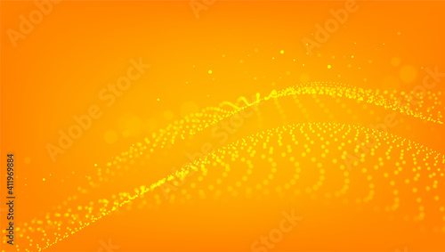 Orange Technology Background with Particle, Molecule Structure. Genetic and Chemical Compounds. Communication Concept. Space and Constellations.