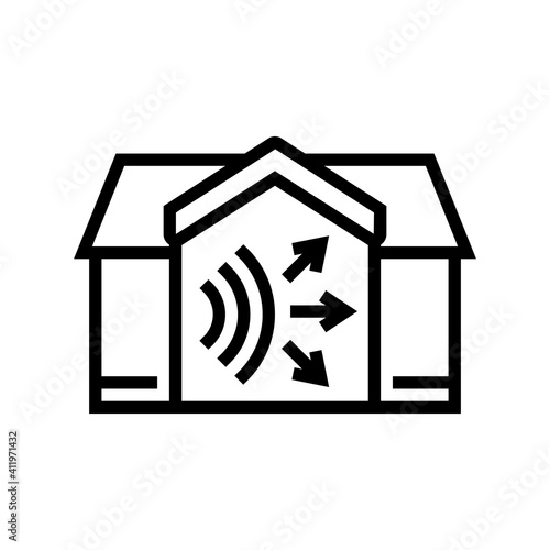 house acoustic line icon vector. house acoustic sign. isolated contour symbol black illustration