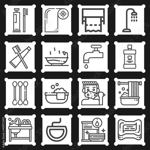 16 pack of abandoned  lineal web icons set