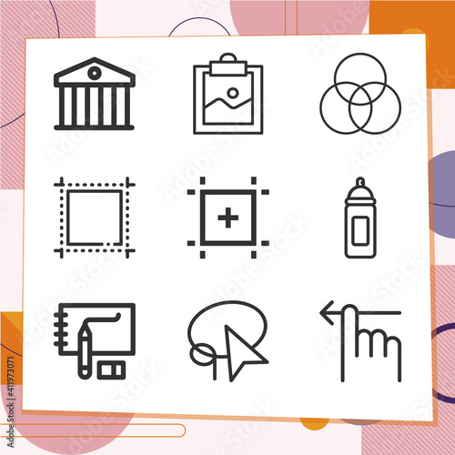 Simple set of 9 icons related to colleges