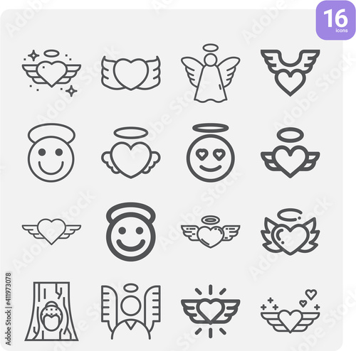 Simple set of holy person related lineal icons.