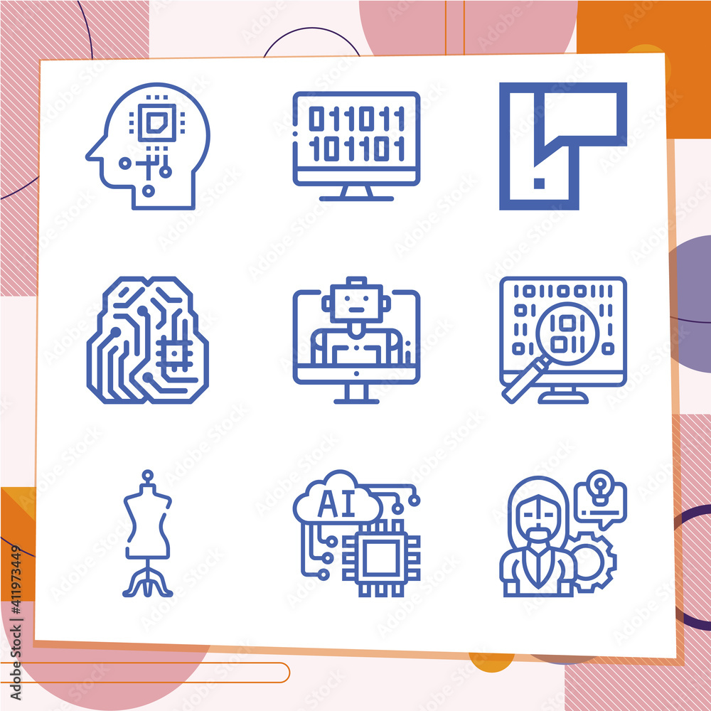Simple set of 9 icons related to dummy Simple set of 9 icons related to dummy