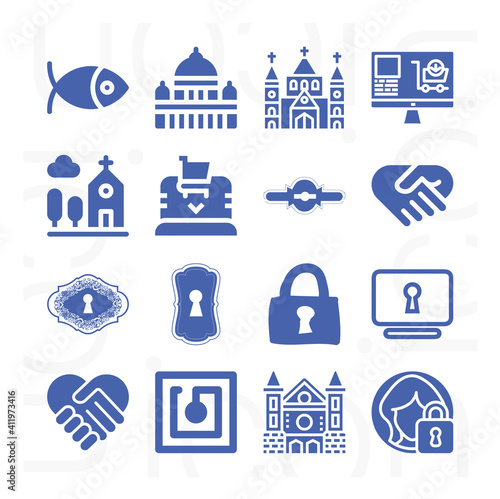 16 pack of protestant  filled web icons set