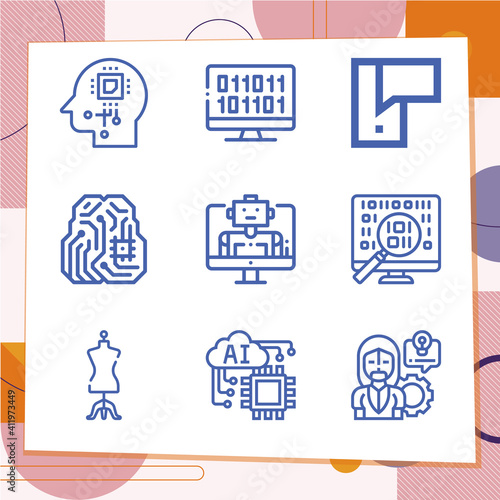 Simple set of 9 icons related to dummy