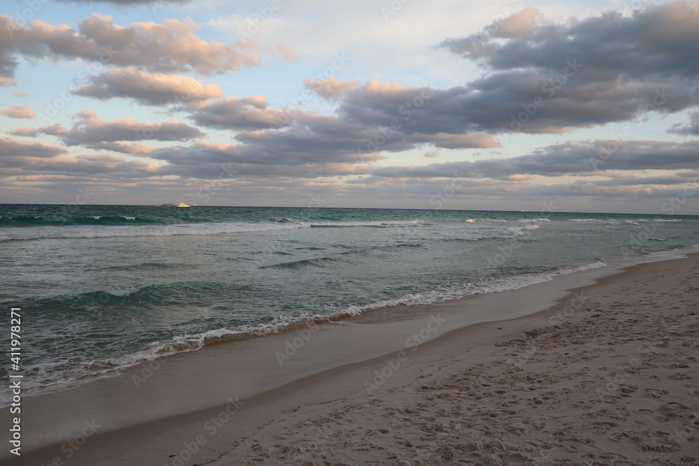 Dusk in Miami Beach in Florida, USA