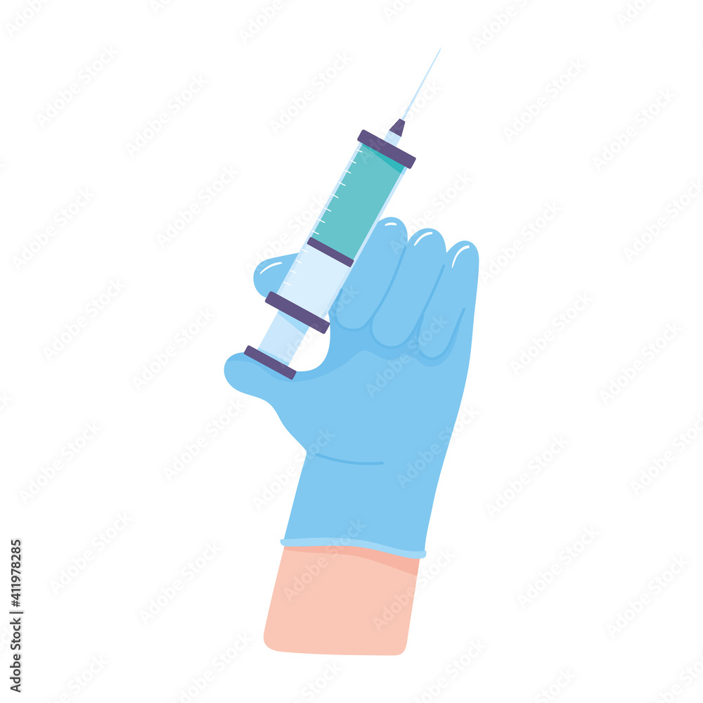 vaccine medical hand with syringe design vector vaccine medical hand with syringe design vector