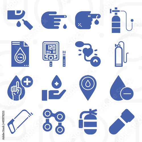 16 pack of hemoglobin  filled web icons set