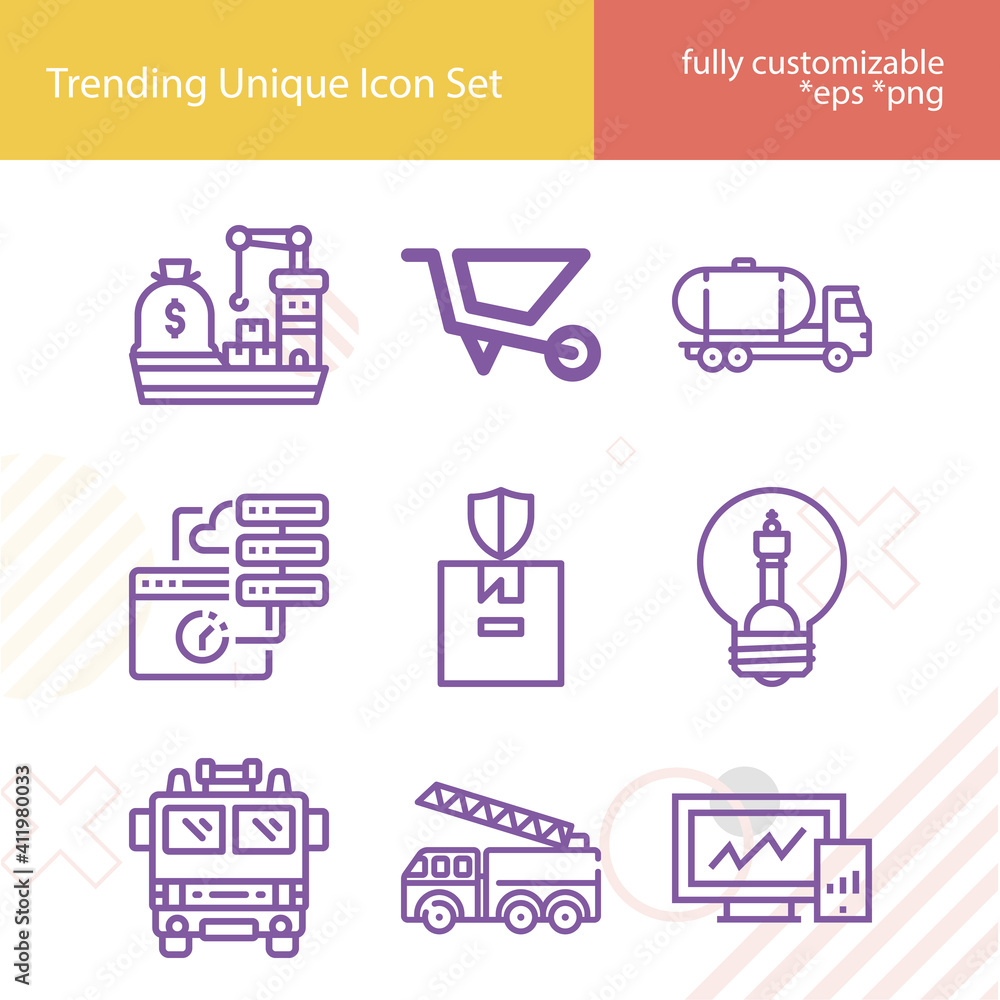 Simple set of freight related lineal icons. Simple set of freight related lineal icons.
