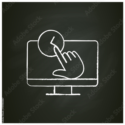 Real time interactive chalk icon. Live chat. Virtual medical consultation. Telehealth medical care. Telemedicine, health care concept. Isolated vector illustration on chalkboard