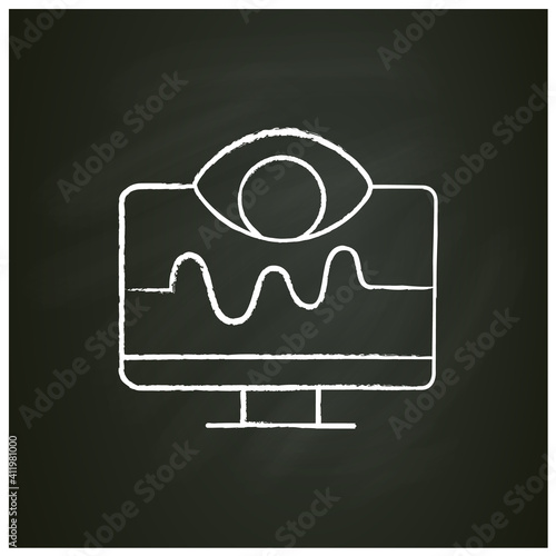Remote health monitoring chalk icon. Telehealth medical care. Virtual medical consultation. Telemedicine, health care concept. Online medical examinations. Isolated vector illustration on chalkboard