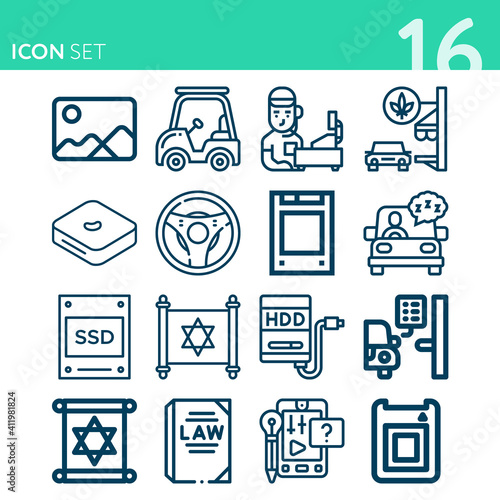 Simple set of 16 icons related to genesis