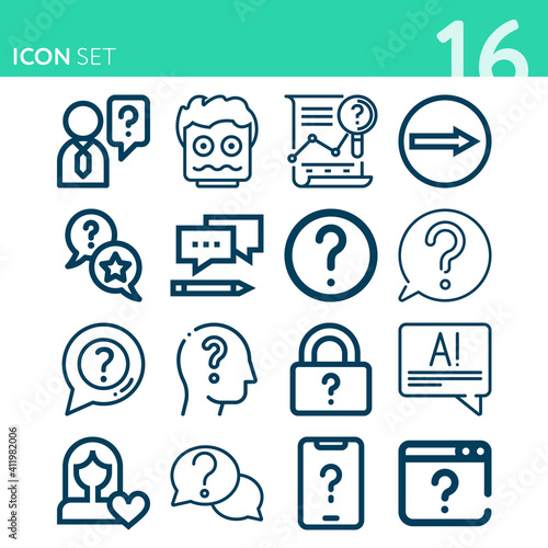 Simple set of 16 icons related to correctly