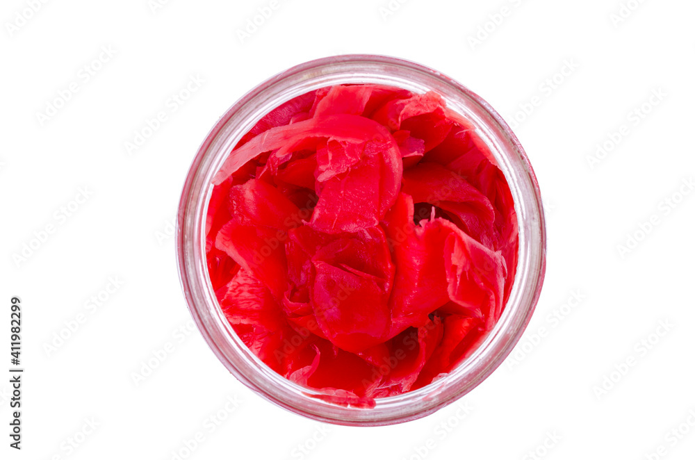 Fresh root and red pickled ginger. Photo Fresh root and red pickled ginger. Photo