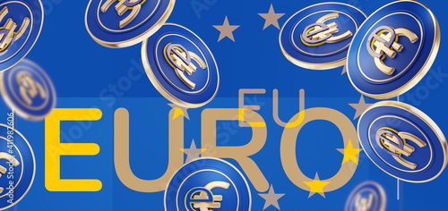 European digital e-euro currency symbolic 3d-illustration photo