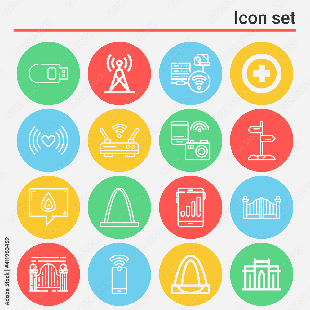 16 pack of router  lineal web icons set