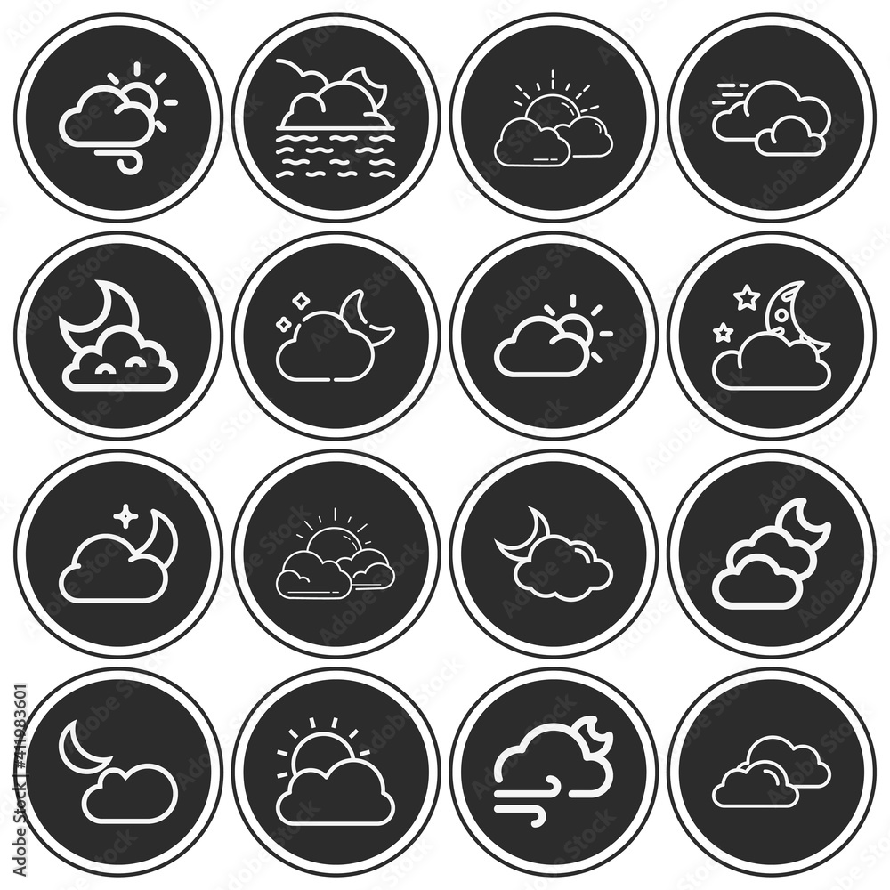16 pack of cloudy lineal web icons set 16 pack of cloudy lineal web icons set