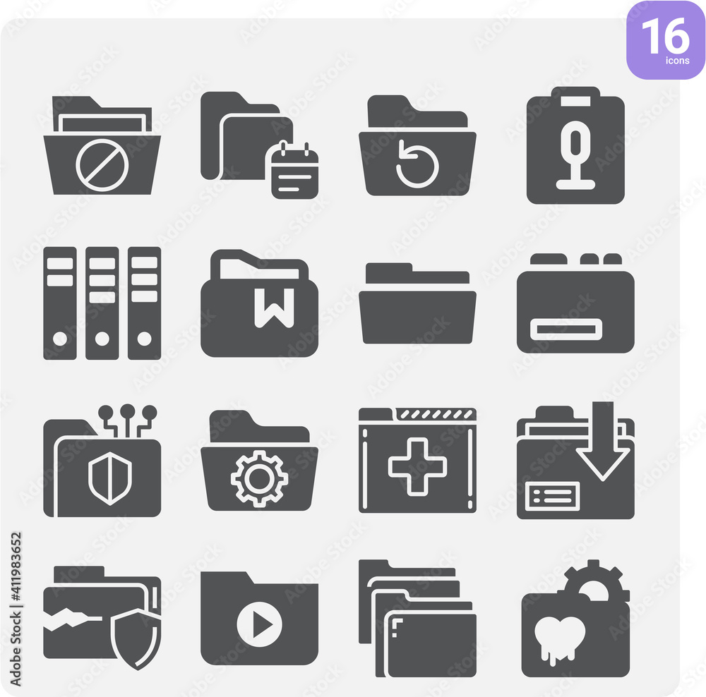 Simple set of pamphlet related filled icons. Simple set of pamphlet related filled icons.