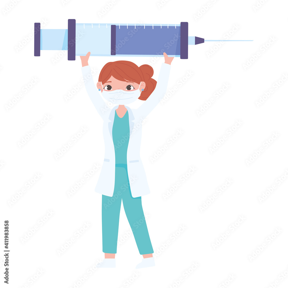 female doctor cartoon syringe vaccine medical design female doctor cartoon syringe vaccine medical design