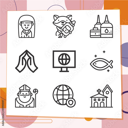 Simple set of 9 icons related to universal