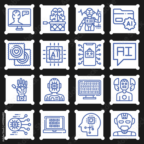 16 pack of dummy  lineal web icons set