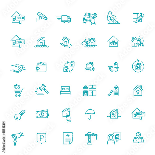 Outline web icons set - Real Estate