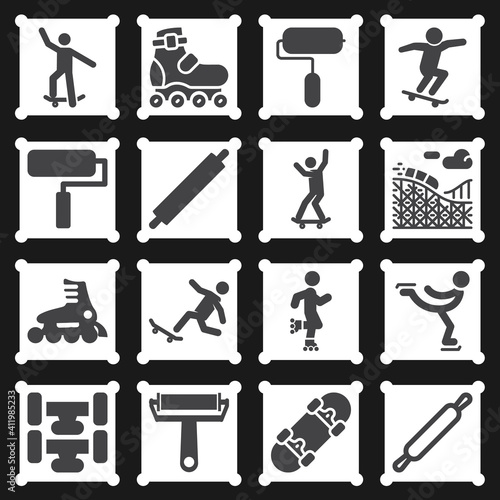 16 pack of ground ball  filled web icons set