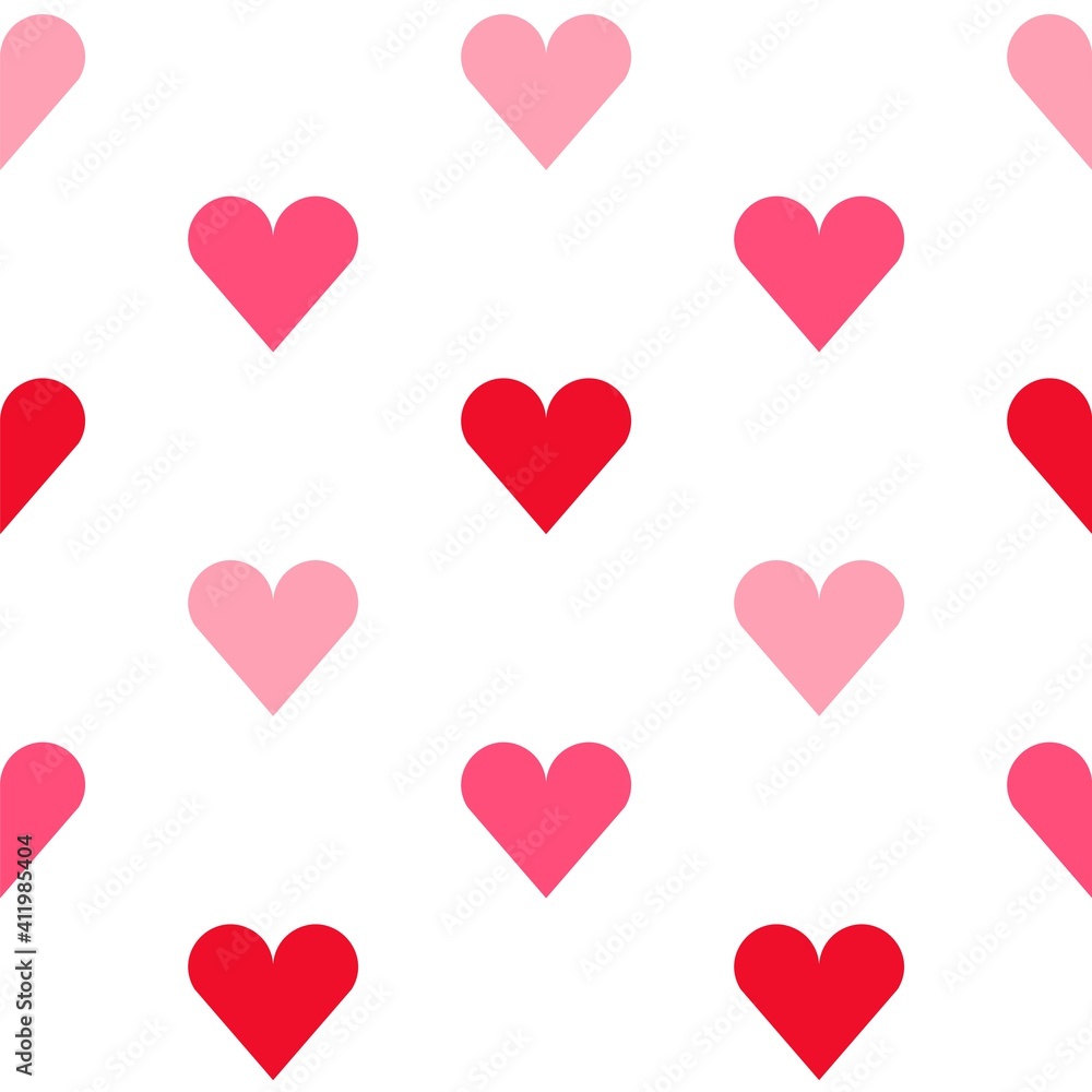 Vector seamless pattern with hearts. Abstract background. Repeating geometric texture with red pink hearts for print, fabric, textile Vector seamless pattern with hearts. Abstract background. Repeating geometric texture with red pink hearts for print, fabric, textile