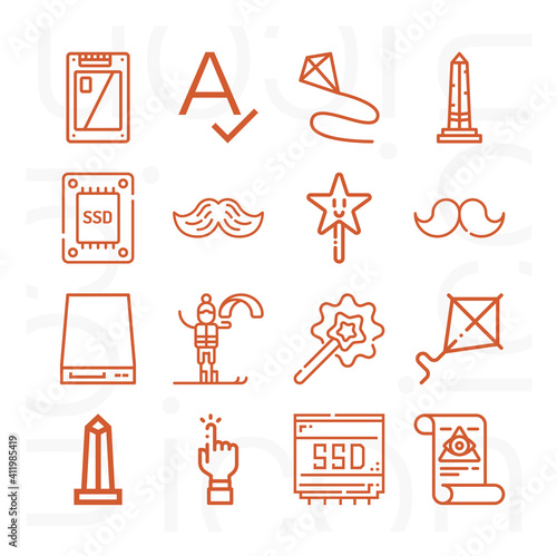 16 pack of expressed  lineal web icons set