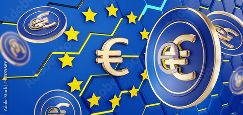 European digital e-euro currency symbolic 3d-illustration photo