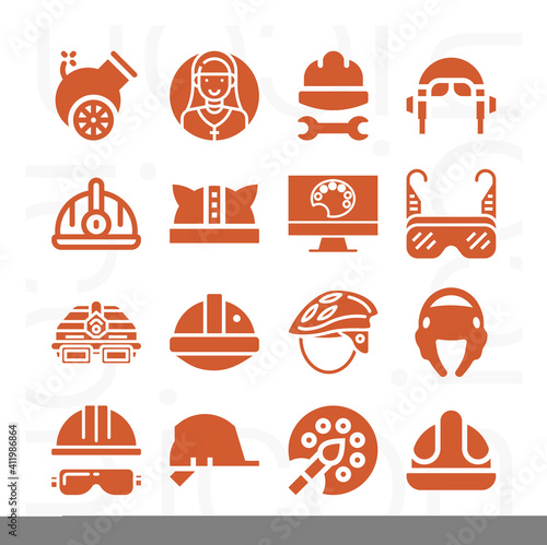 16 pack of plate armour  filled web icons set