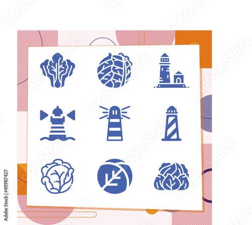 Simple set of 9 icons related to leonard