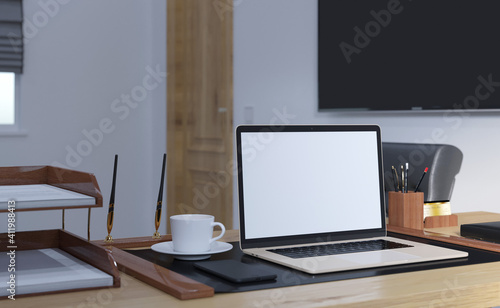 Mockup laptop on the table