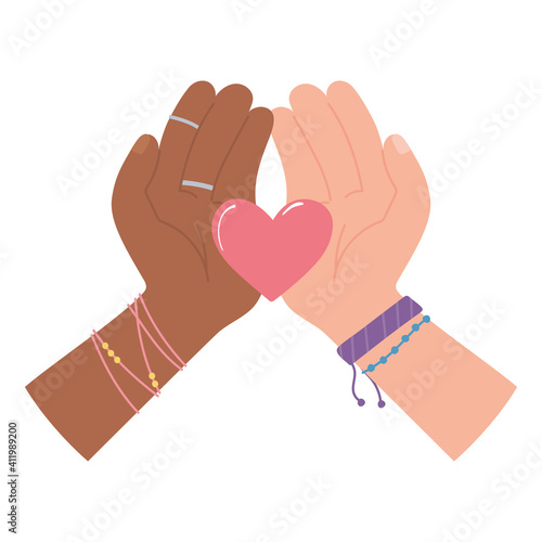 black Lives, diverse hands heart equality and diversity
