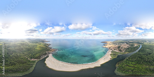 Panorama of beach at the mouth of the Veleka River, Bulgaria