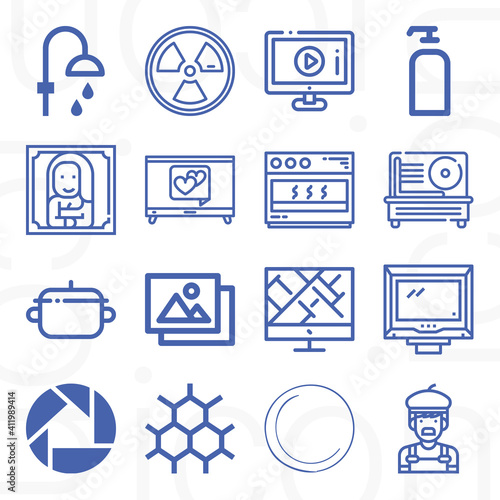 16 pack of wall  lineal web icons set photo