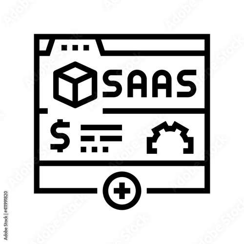 saas subscription line icon vector. saas subscription sign. isolated contour symbol black illustration