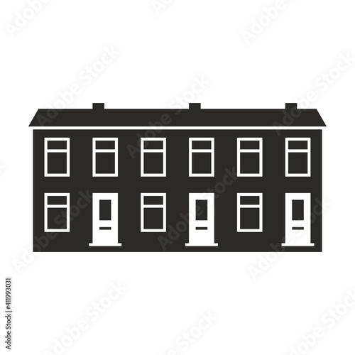 Terraced house icon. Home. Property. Real estate. Vector icon isolated on white background.